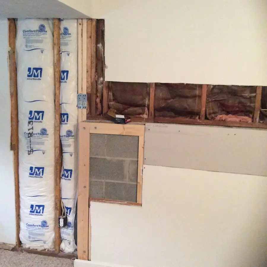 Wall insulation replacement during Basement Flood Cleanup in Johnston